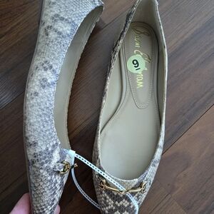 NEW! Sam Edelman Nori pointed-toe ballet flats snakeskin print leather material